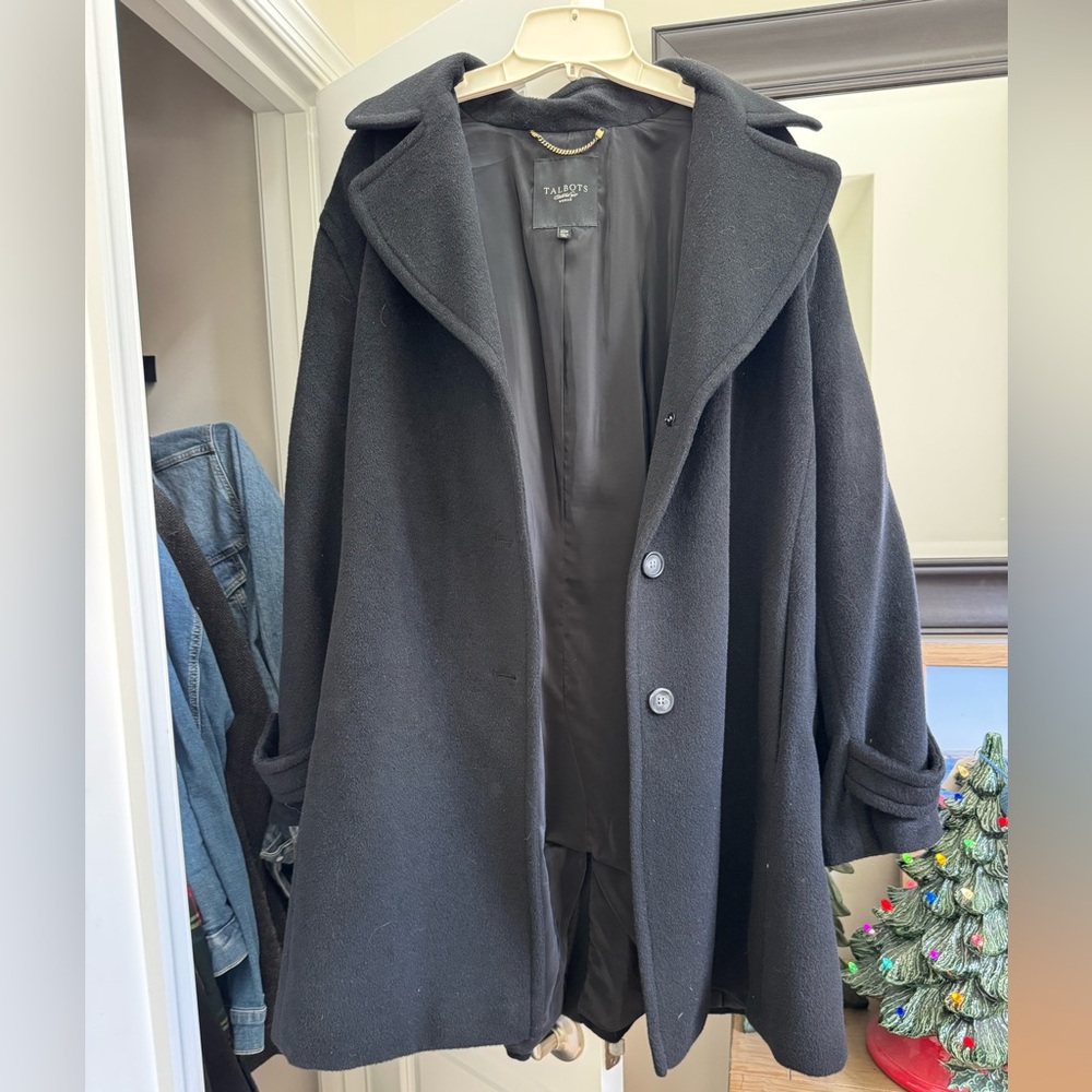 Talbots Classic Black Wool Blend Coat